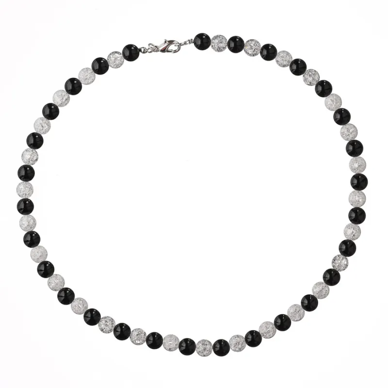 Guličkový náhrdelník - pukaný krištáľ, ónyx