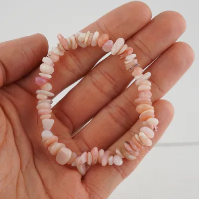 Sekaný náramok - opál ružový extra