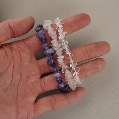 Sada sekaných náramkov - krištáľ, ruženín, ametyst