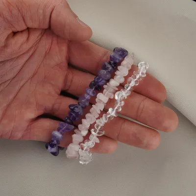Sada sekaných náramkov - krištáľ, ruženín, ametyst