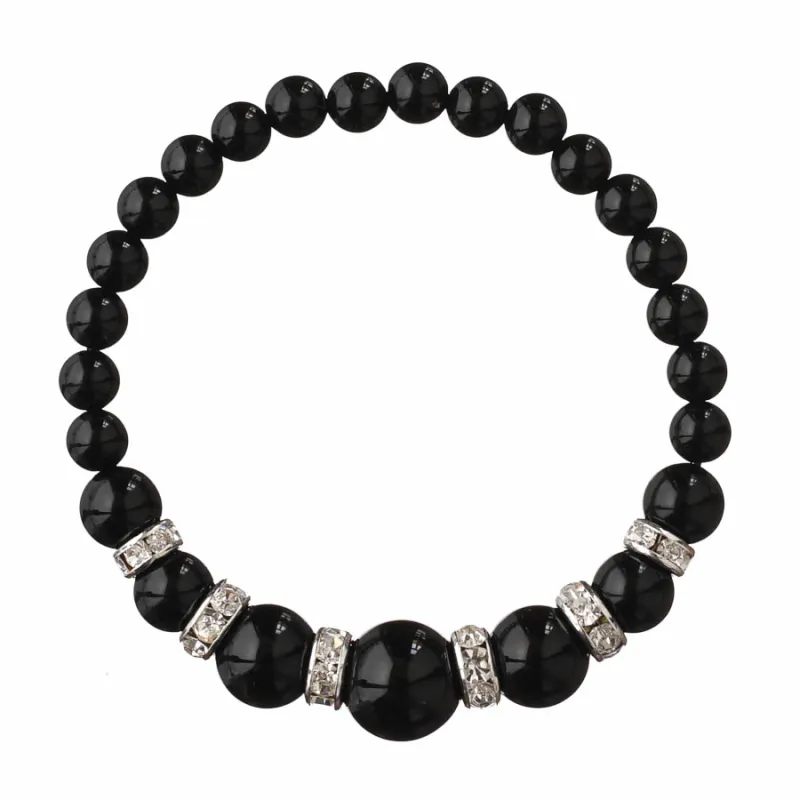 Guličkový náramok so zírkónmi - ónyx
