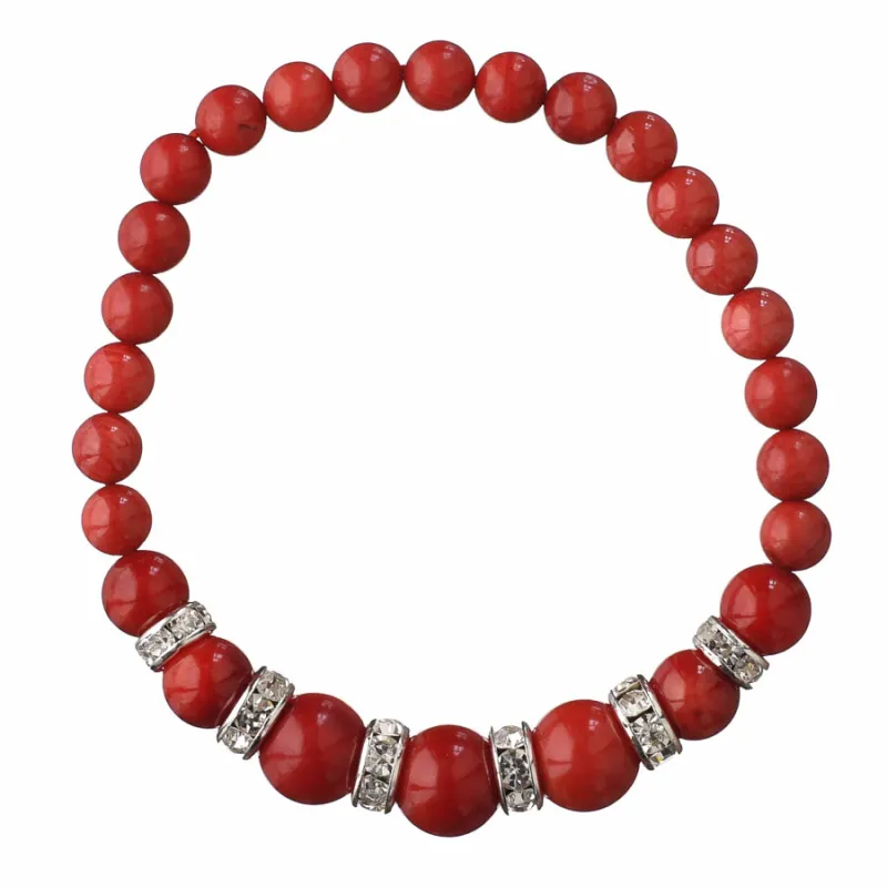 Guličkový náramok so zírkónmi - koral