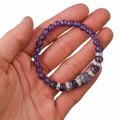 Guličkový náramok so zírkónmi - ametyst