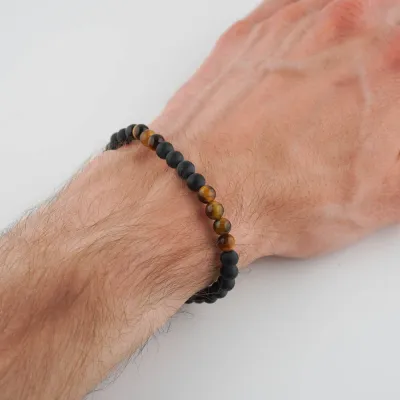 Pánsky náramok - ónyx, tigrie oko