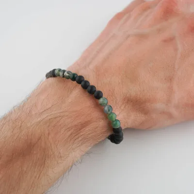 Pánsky náramok - ónyx, achát machový