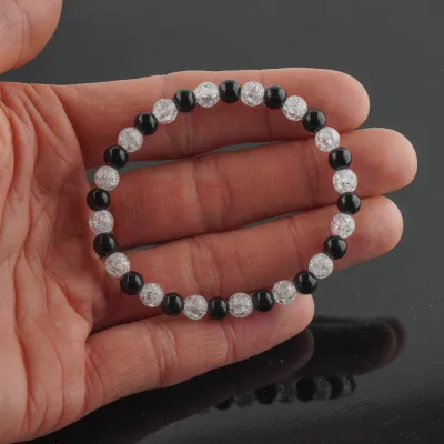 Ónyx, aqua aura - guličkový náramok