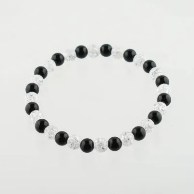 Ónyx, aqua aura - guličkový náramok