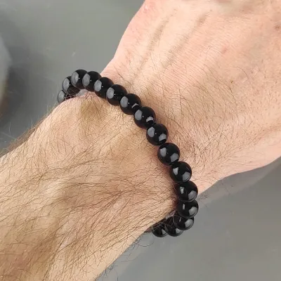 Pánsky guličkový náramok - Turmalín skoryl 